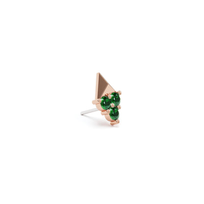 14K Gold Trio Emerald Pyramid Threadless End