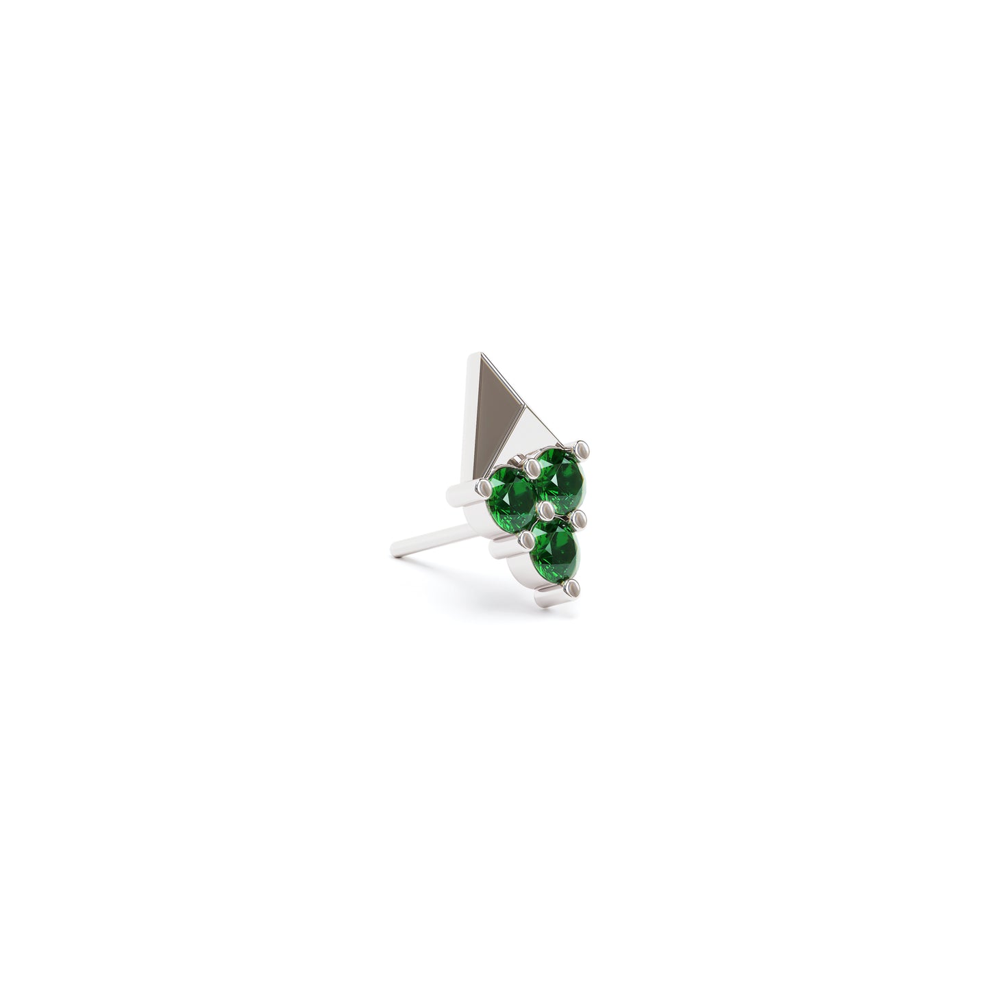 14K Gold Trio Emerald Pyramid Threadless End