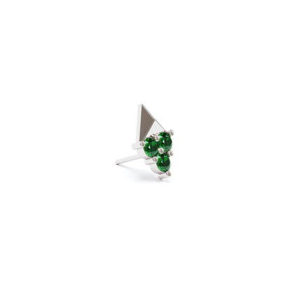 14K Gold Trio Emerald Pyramid Threadless End