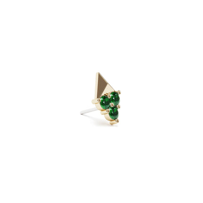 14K Gold Trio Emerald Pyramid Threadless End