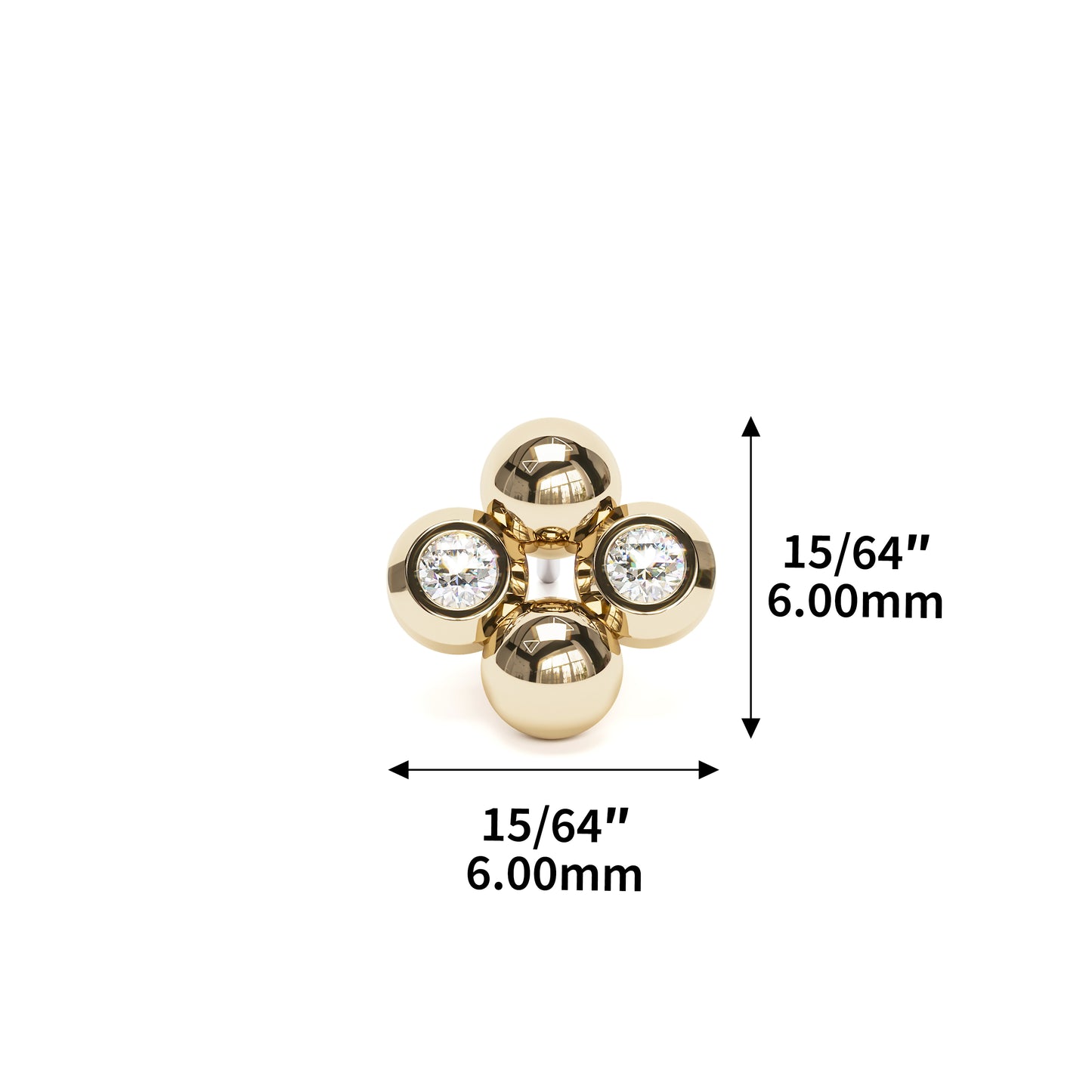 14K Gold Bezel-Set Diamond Bead Threadless End