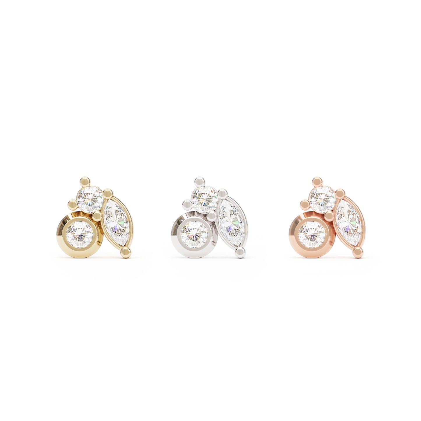 14K Gold Multi-Shape Diamond Threadless End