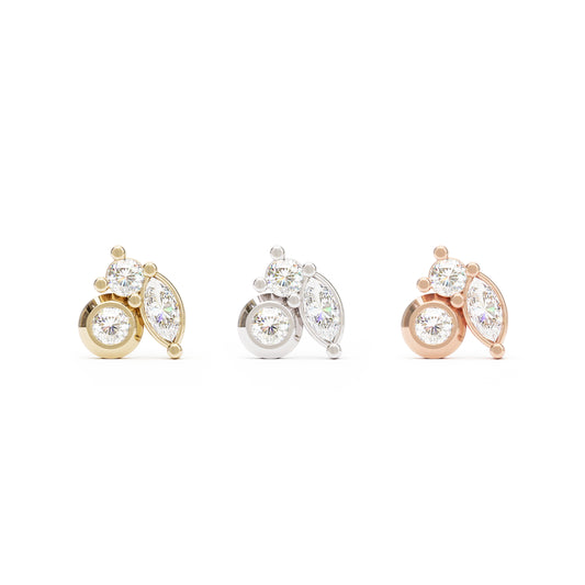14K Gold Multi-Shape Diamond Threadless End