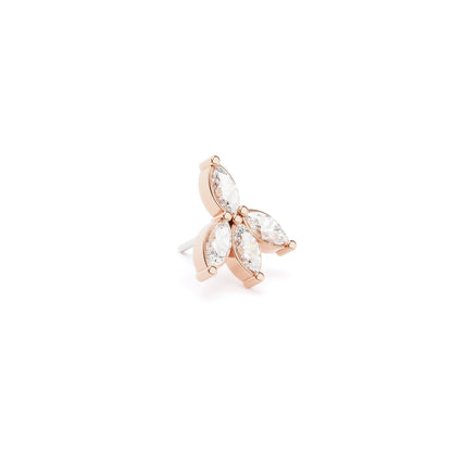 14K Gold Marquise Diamond Lotus Threadless End