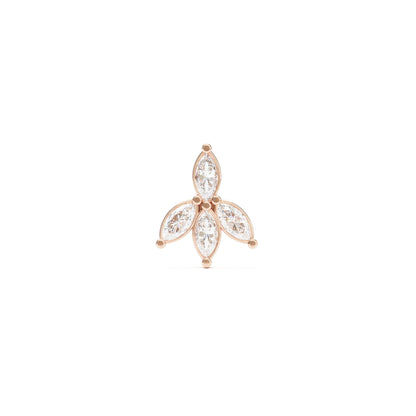 14K Gold Marquise Diamond Lotus Threadless End