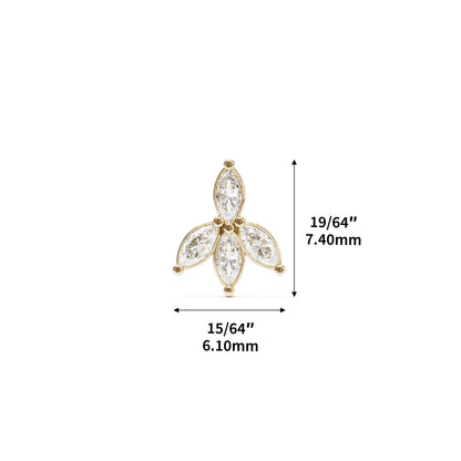 14K Gold Marquise Diamond Lotus Threadless End