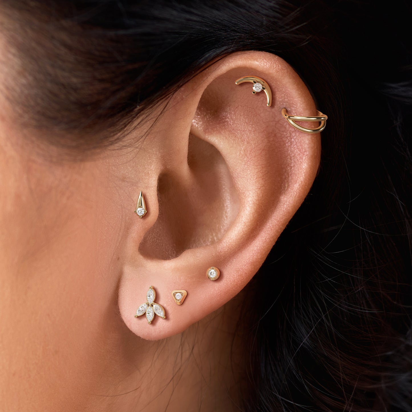 14K Gold Diamond Spike Threadless End