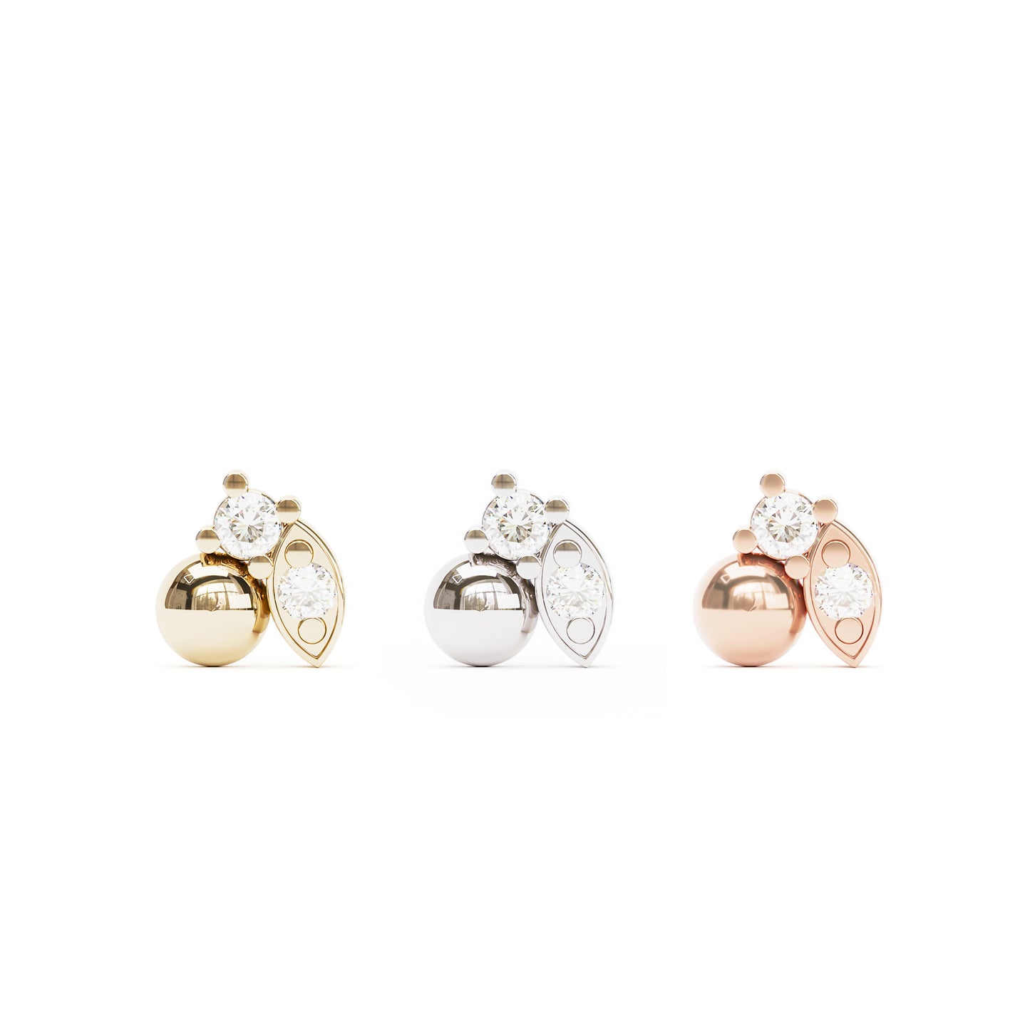 Unique 14K Gold Diamond Threadless End