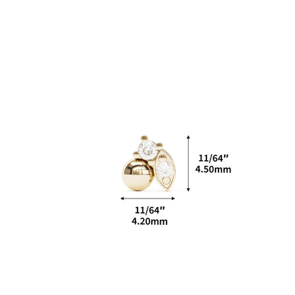 Unique 14K Gold Diamond Threadless End