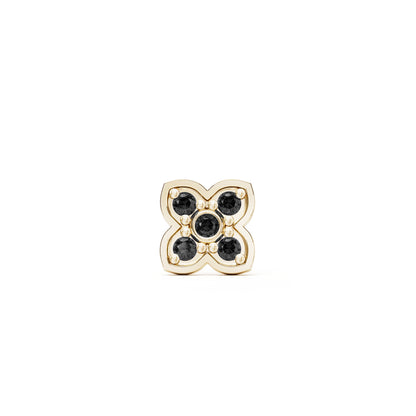 14K Gold Black Diamond Clover Threadless End