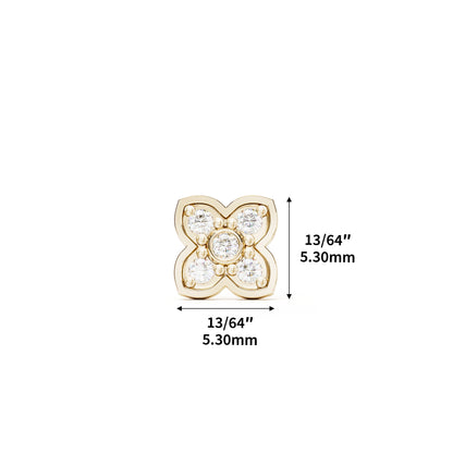 14K Gold Diamond Clover Threadless End
