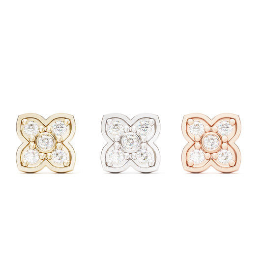 14K Gold Diamond Clover Threadless End