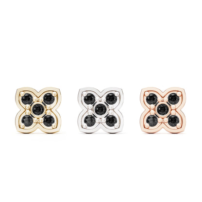 14K Gold Black Diamond Clover Threadless End
