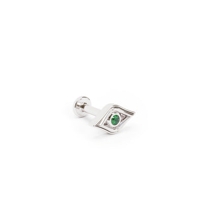 14K Gold Emerald Evil Eye Stud