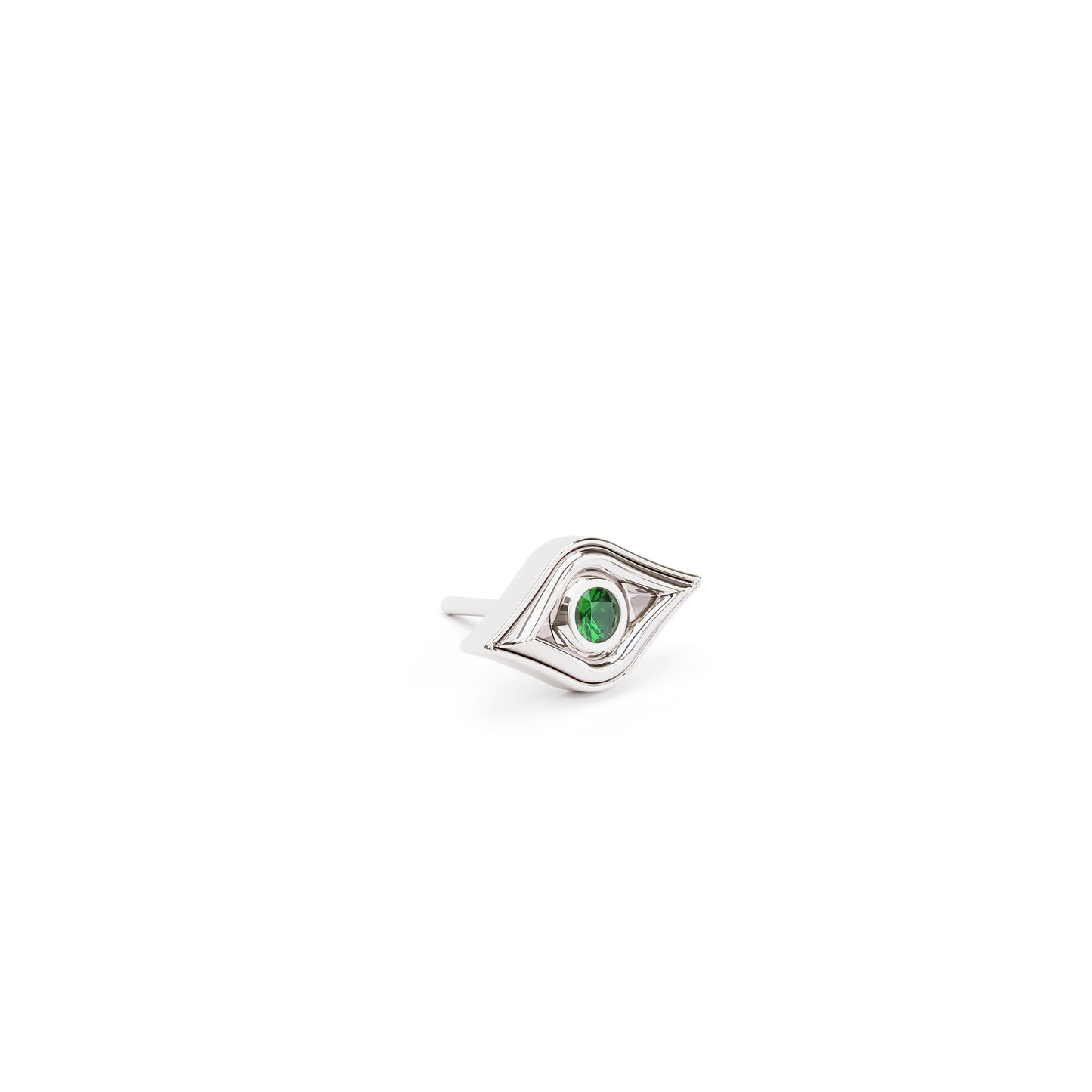14K Gold Emerald Evil Eye Threadless End