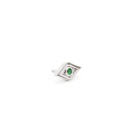 14K Gold Emerald Evil Eye Threadless End