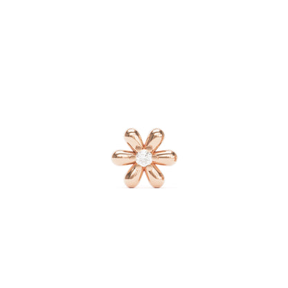 14K Gold Diamond Flower Threadless End