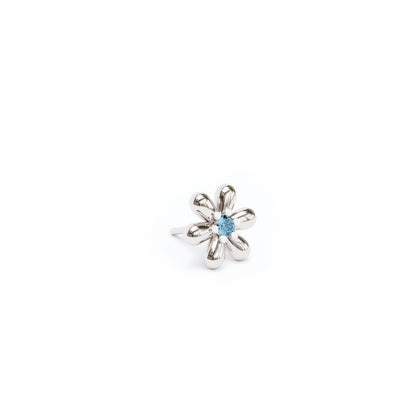 14K Gold Blue Topaz Flower Threadless End