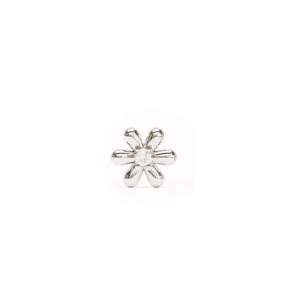 14K Gold Diamond Flower Threadless End