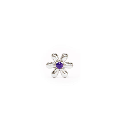 14K Gold Amethyst Flower Threadless End