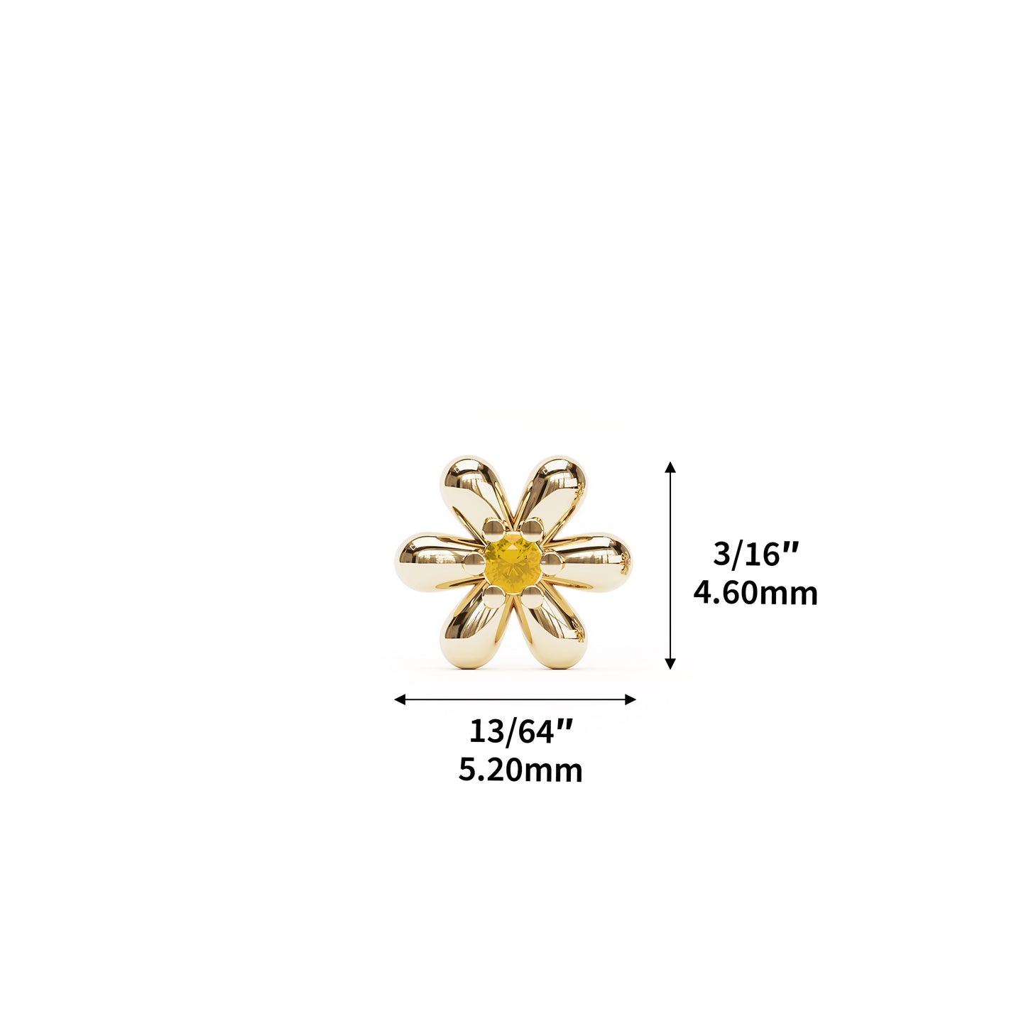 14K Gold Citrine Flower Threadless End
