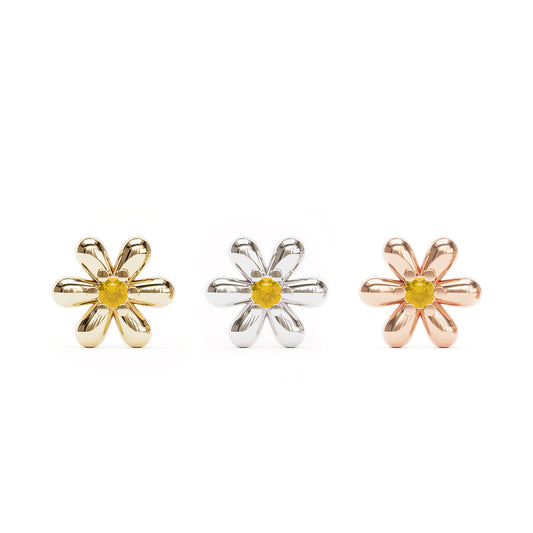14K Gold Citrine Flower Threadless End