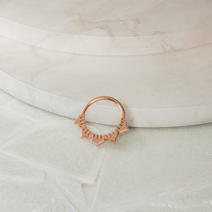 Solid Gold Lotus Seamless Hoop