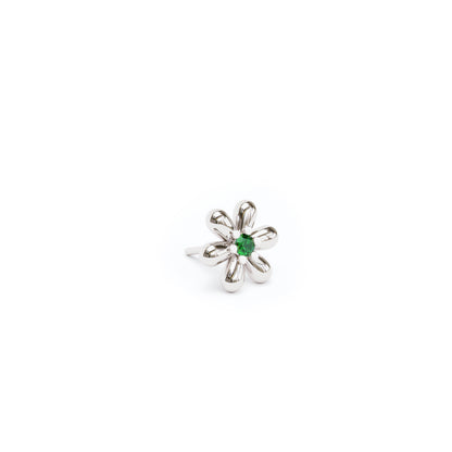 14K Gold Emerald Flower Threadless End