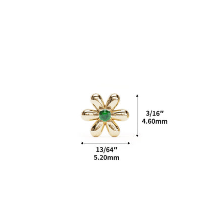14K Gold Emerald Flower Threadless End