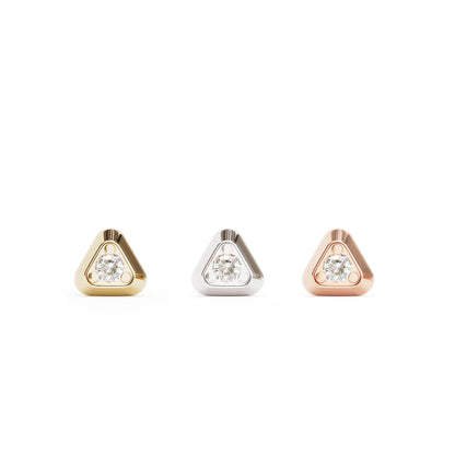 14K Gold Diamond Triangle Threadless End