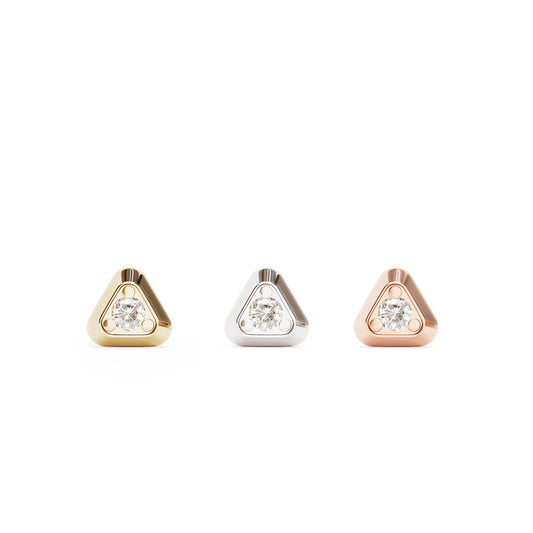 14K Gold Diamond Triangle Threadless End