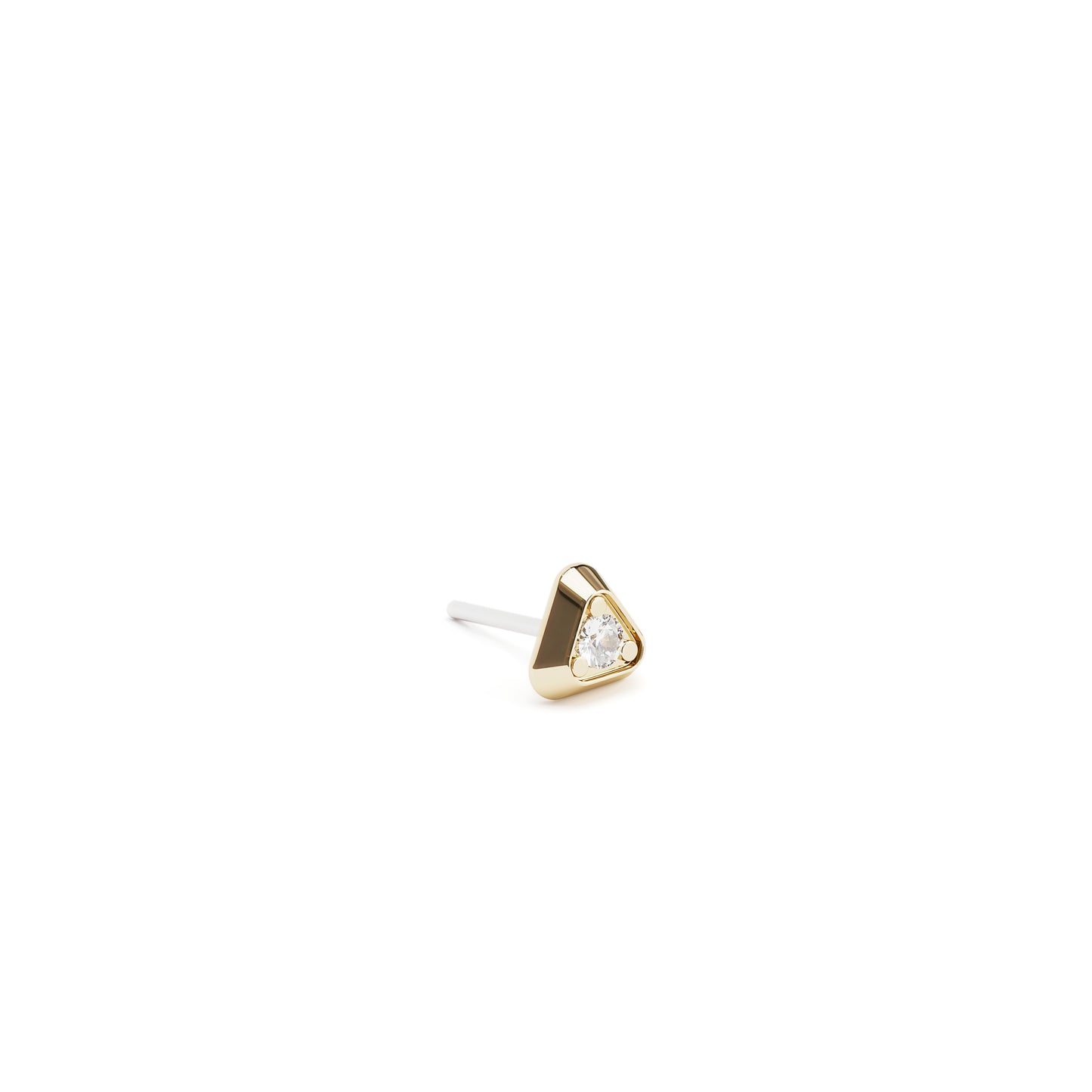 Tiny 14K Gold Diamond Triangle Threadless End
