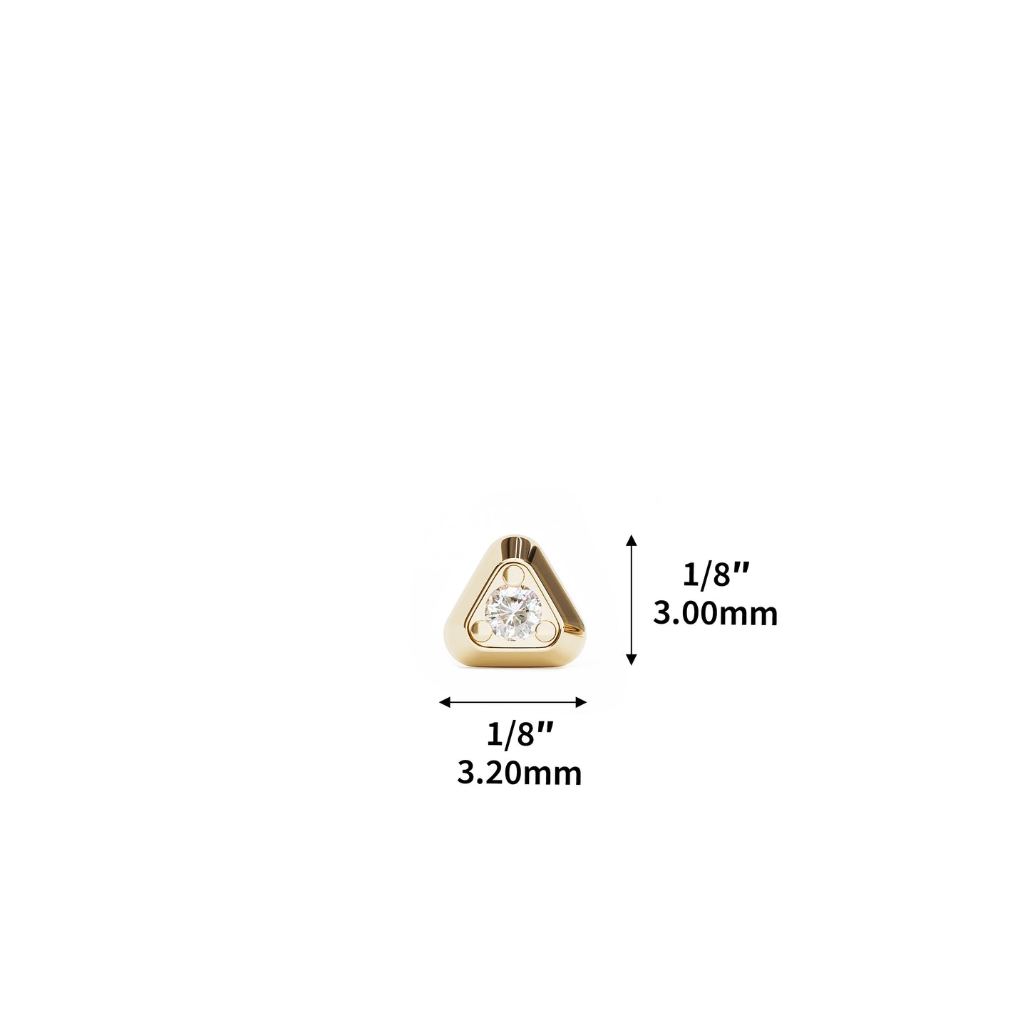 Tiny 14K Gold Diamond Triangle Threadless End