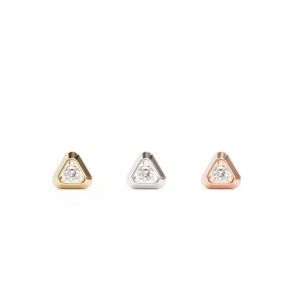 Tiny 14K Gold Diamond Triangle Threadless End