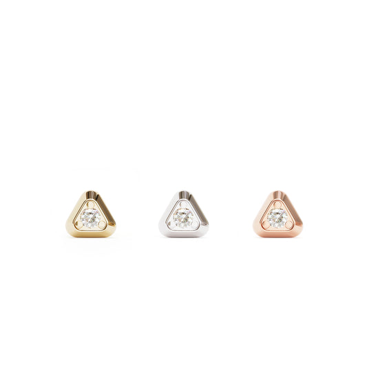 Tiny 14K Gold Diamond Triangle Threadless End