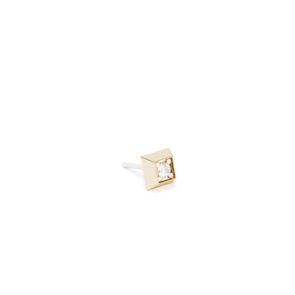 Tiny 14K Gold Diamond Square Threadless End