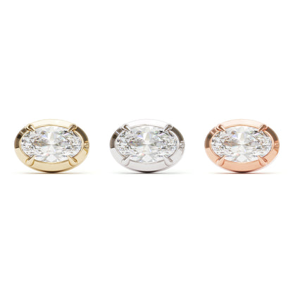 14K Gold Oval-Cut Diamond Threadless End