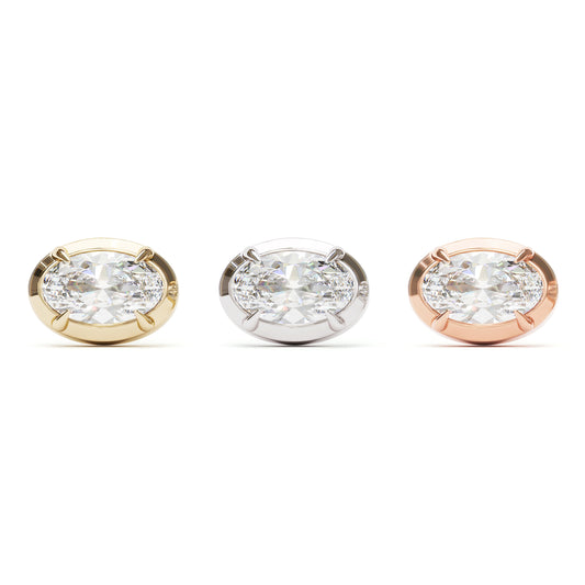 14K Gold Oval-Cut Diamond Threadless End
