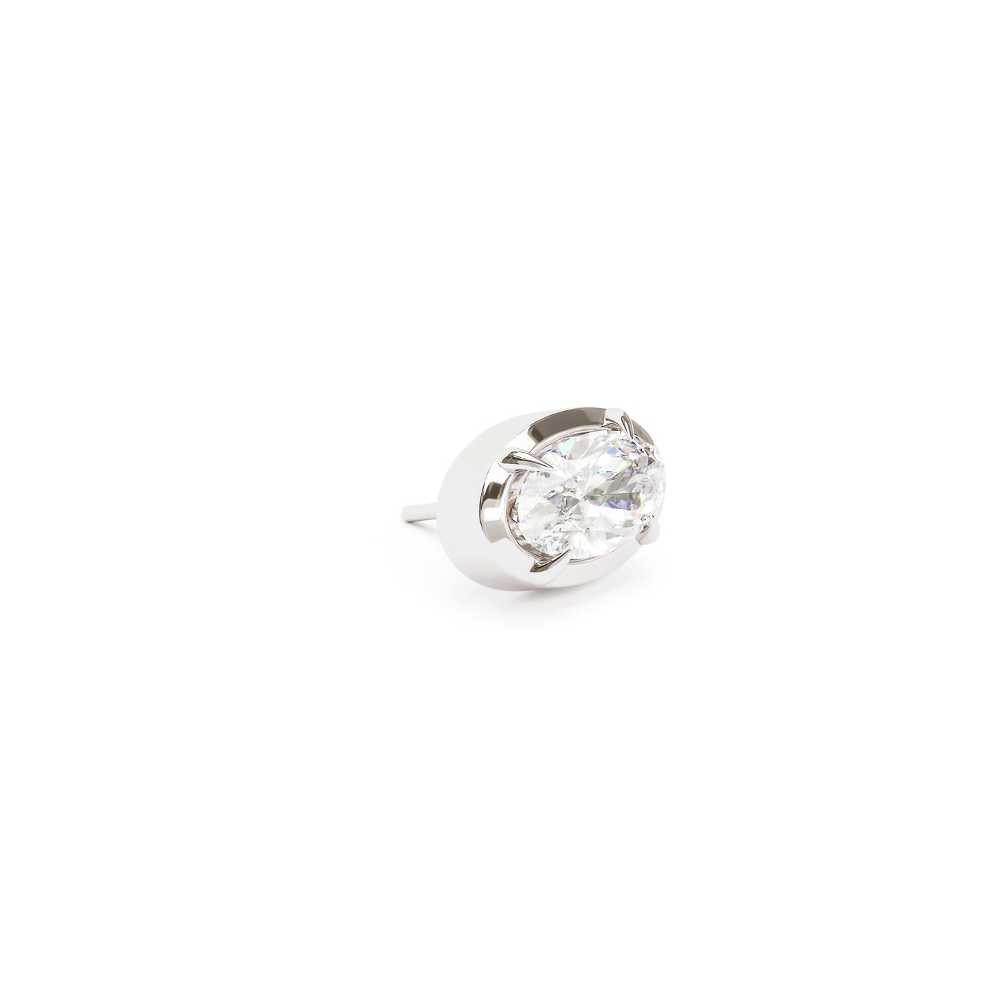 14K Gold Oval-Cut Diamond Threadless End