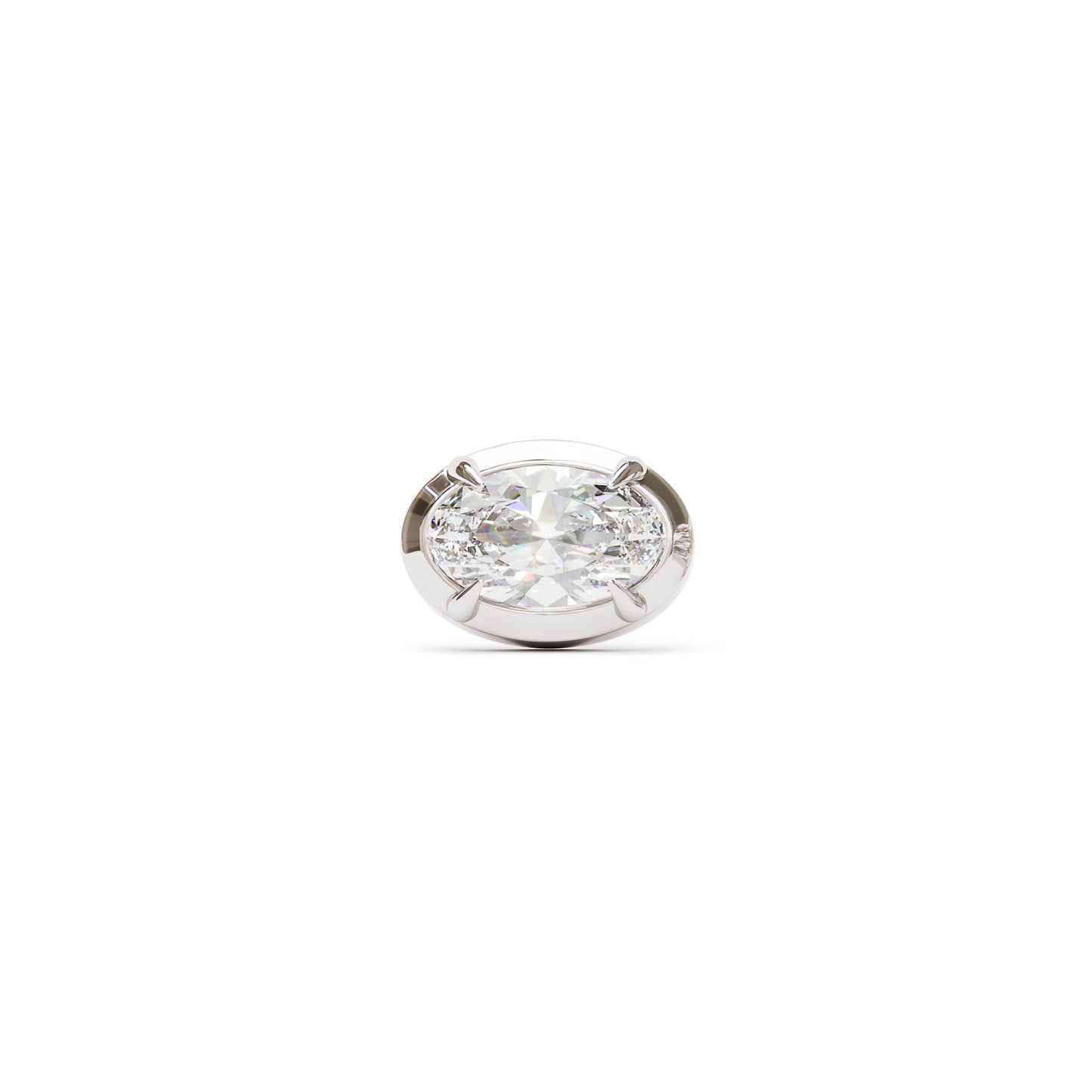 14K Gold Oval-Cut Diamond Threadless End