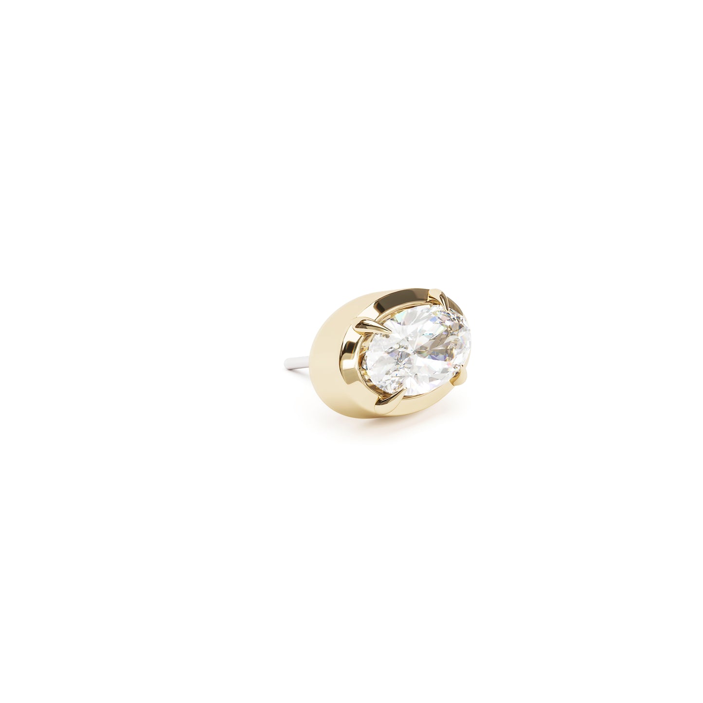 14K Gold Oval-Cut Diamond Threadless End