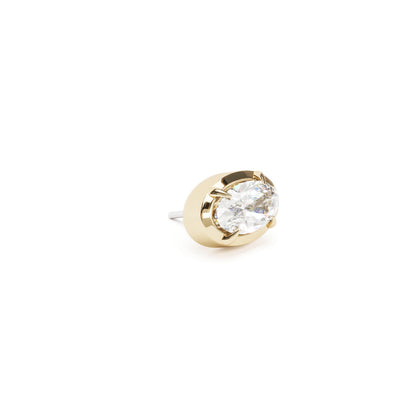 14K Gold Oval-Cut Diamond Threadless End