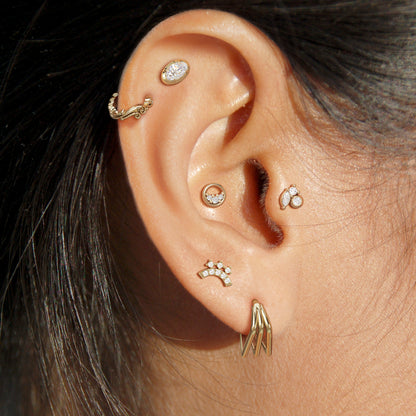 14K Gold Oval-Cut Diamond Threadless End
