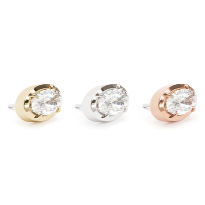 14K Gold Oval-Cut Diamond Threadless End