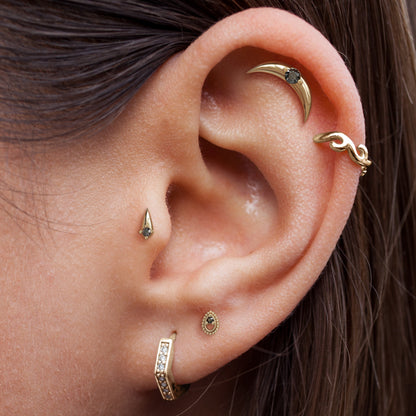 14K Gold Black Diamond Spike Threadless End