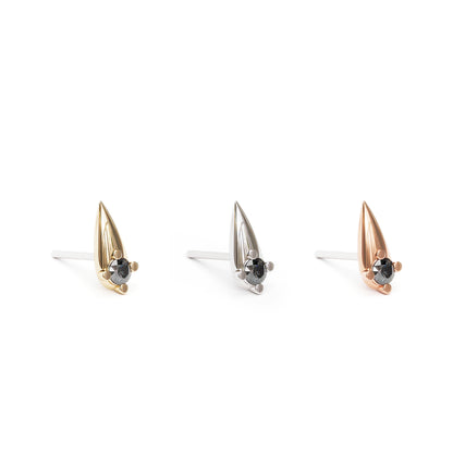 14K Gold Black Diamond Spike Threadless End
