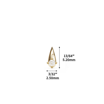 14K Gold Diamond Spike Threadless End