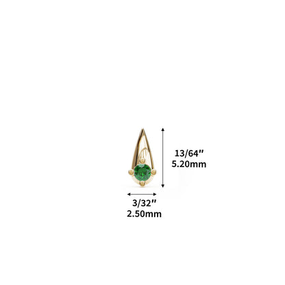 14K Gold Emerald Spike Threadless End