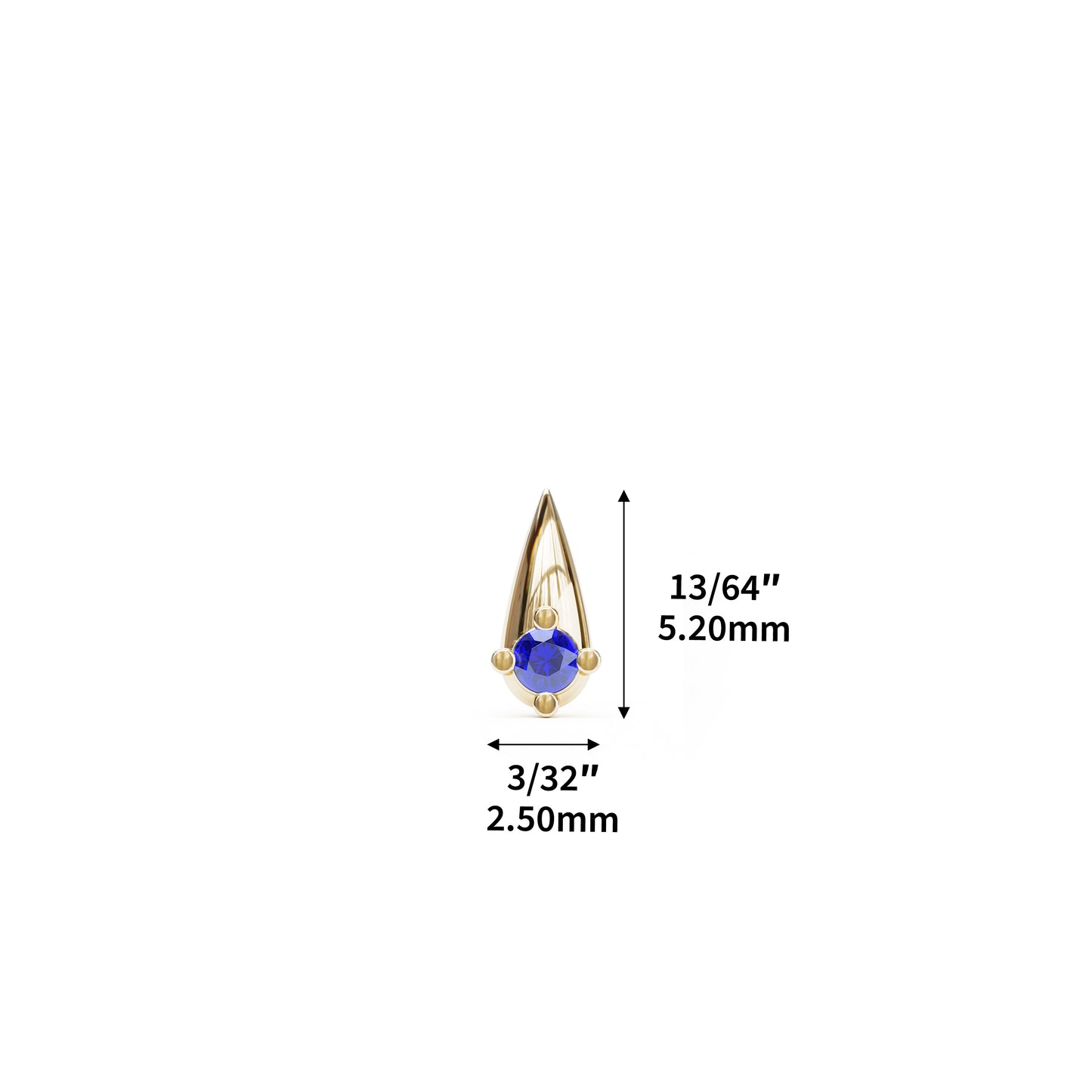 14K Gold Sapphire Spike Threadless End
