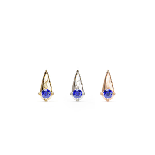 14K Gold Sapphire Spike Threadless End